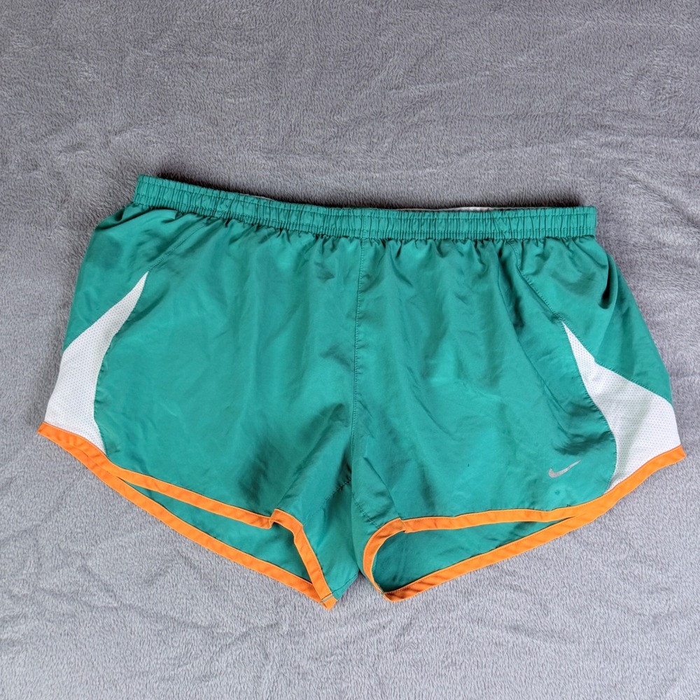 Nike Tempo Running‎ Shorts Teal Green Orange Dolphins 573728-316 Women Large